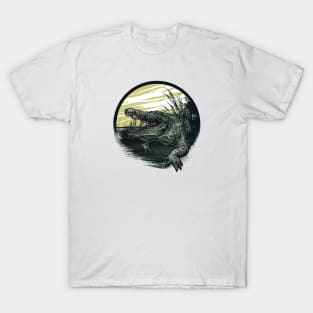 Dark Alligator Swamp Grunge T-Shirt